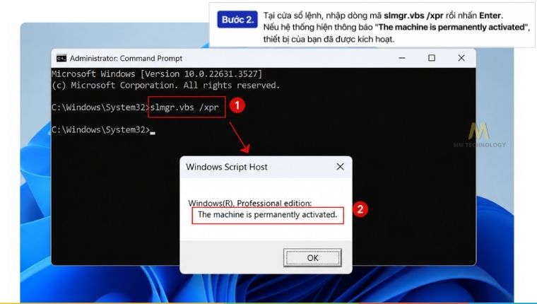 Kiểm tra Windows bản quyền trong CMD - Bước 2