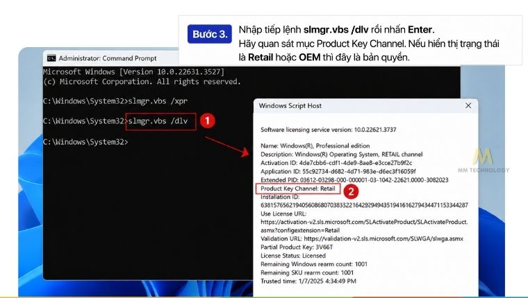 Kiểm tra Windows bản quyền trong CMD - Bước 3