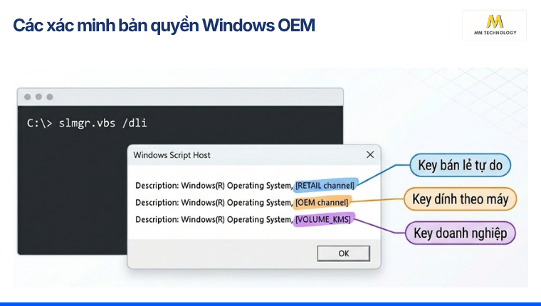 Các xác minh bản quyền Windows OEM
