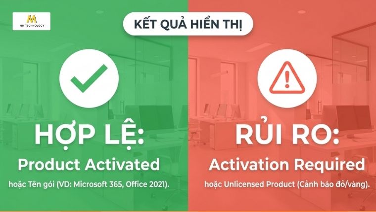 Cách đọc kết quả kiểm tra bản quyền Office