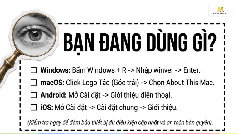 Hướng dẫn kiểm tra nhanh HĐH của thiết bị