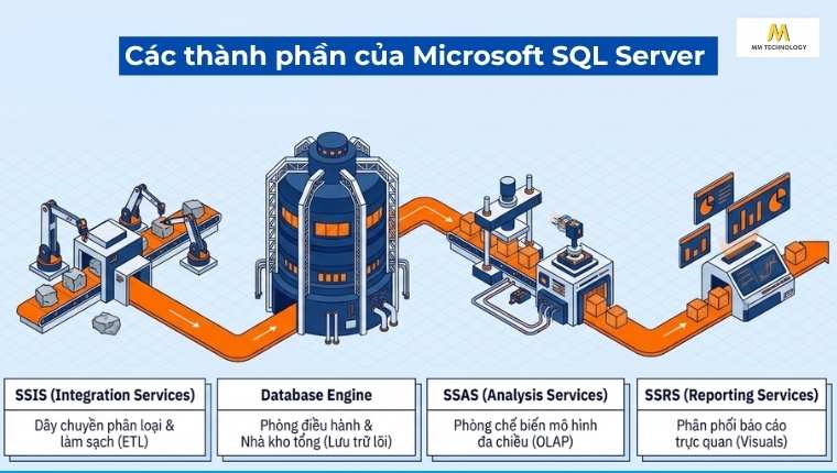 Các thành phần chính của SQL Server là gì