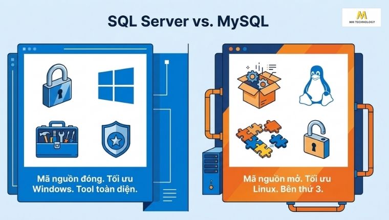 Điểm khác biệt giữa SQL Server và MySQL là gì?