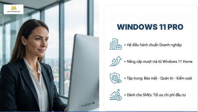 Windows 11 Pro là phiên bản hệ điều hành được Microsoft phát triển dành cho doanh nghiệp