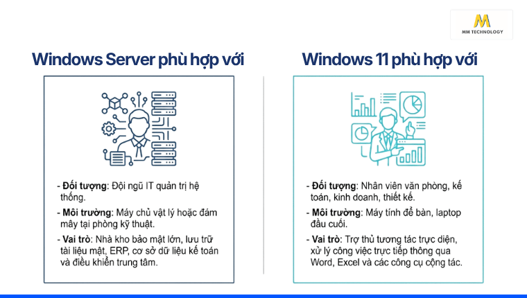 Đối tượng sử dụng Windows Server vs Windows 11