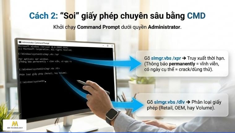 cách kiểm tra Win bản quyền chi tiết bằng CMD