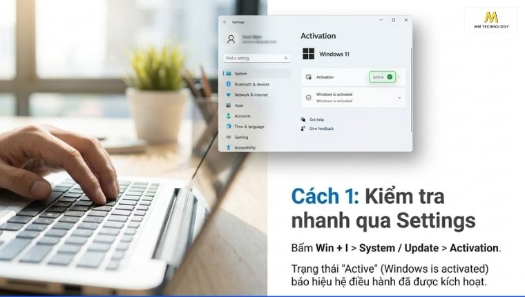 Cách kiểm tra Win bản quyền nhanh trong Settings