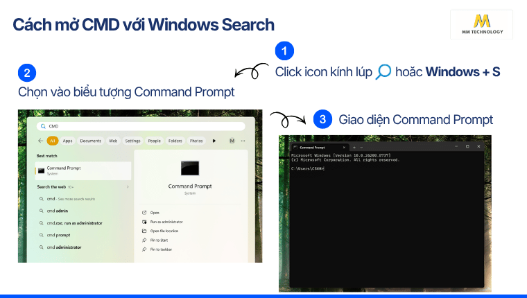 mở CMD với Windows Search