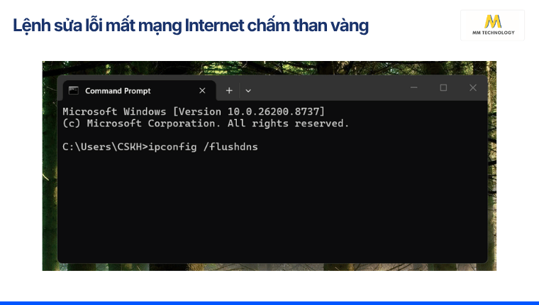 Lệnh sửa lỗi mất mạng Internet chấm than vàng