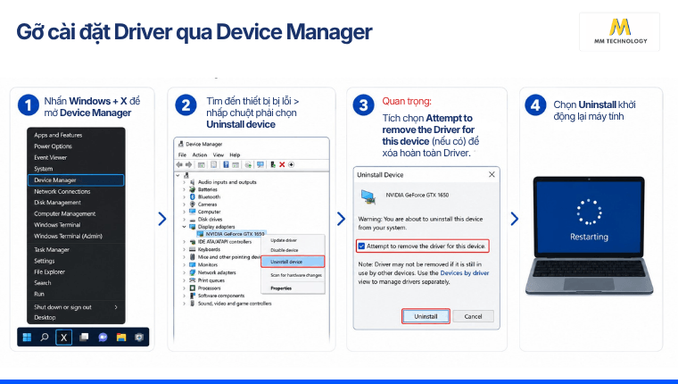 Gỡ cài đặt Driver qua Device Manager