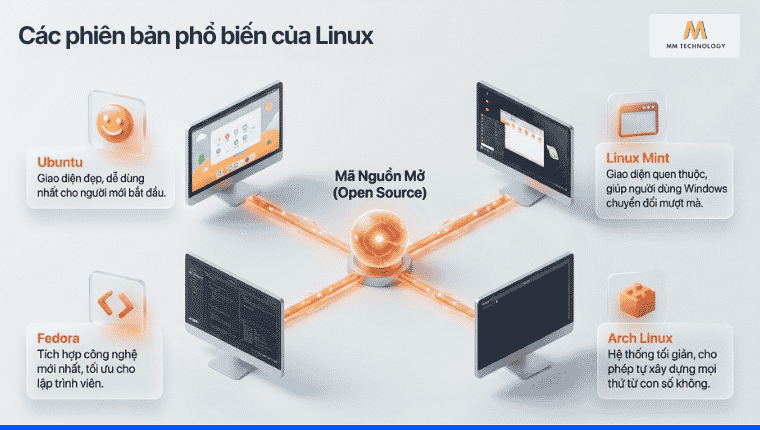 Các phiên bản phổ biến của Linux
