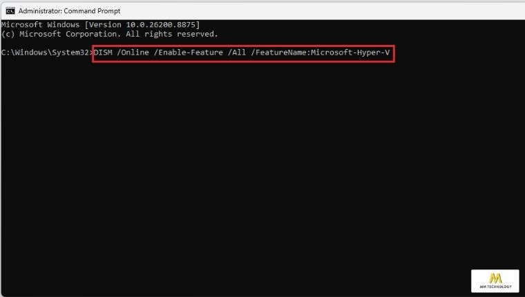 Cách bật ảo hóa bằng Command Prompt