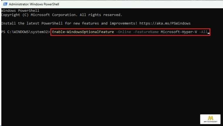Cách bật Hyper-V bằng PowerShell