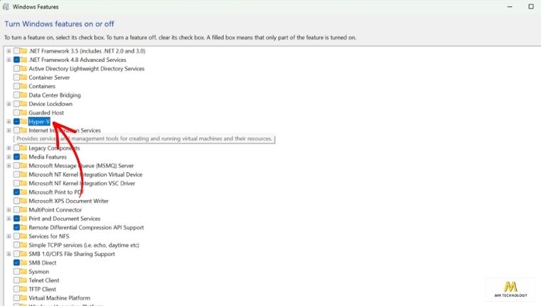 Cách bật Hyper-V bằng Windows Features