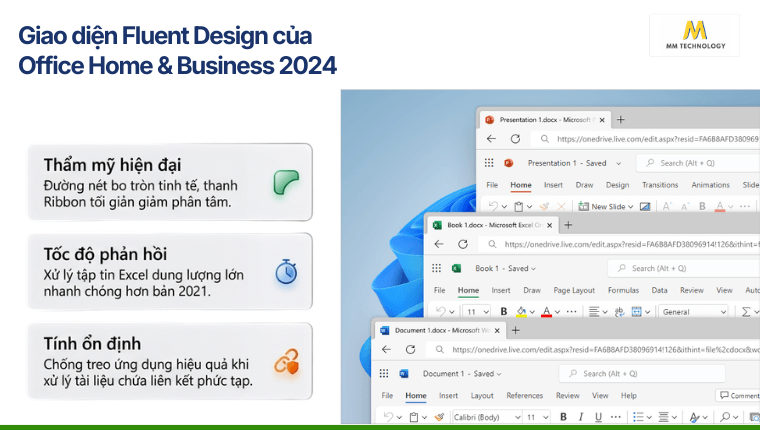 Giao diện Fluent Design trên Office Home & Business 2024