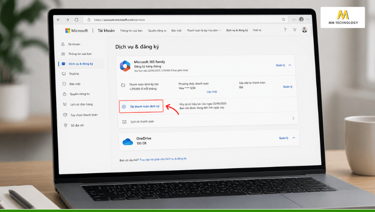 Hủy gia hạn tự động dùng thử Microsoft 365