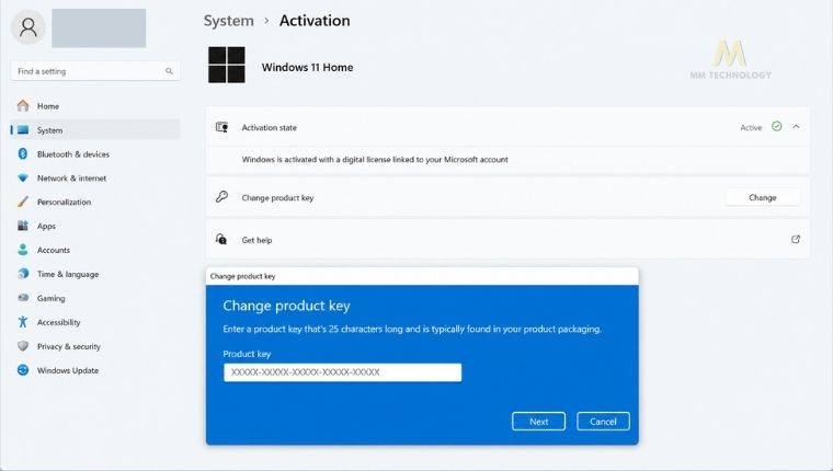 Kích hoạt Windows 11 Home bằng Product Key