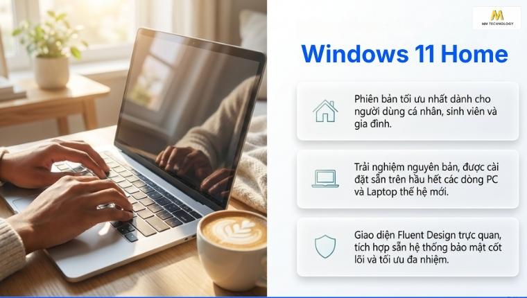 Windows 11 Home là phiên bản tiêu chuẩn của hệ điều hành Windows 11 