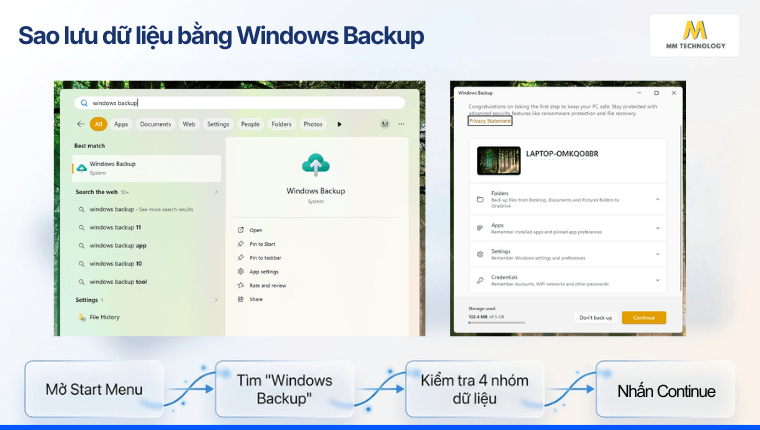 Sao lưu dữ liệu bằng Windows Backup