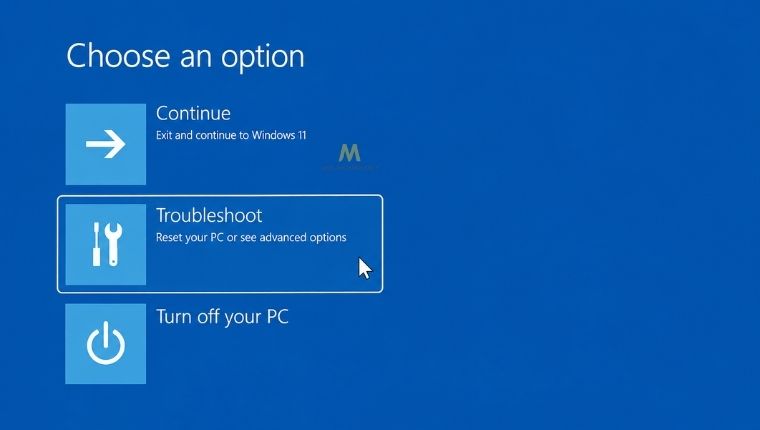 Reset Windows 11 từ màn hình Advanced Startup