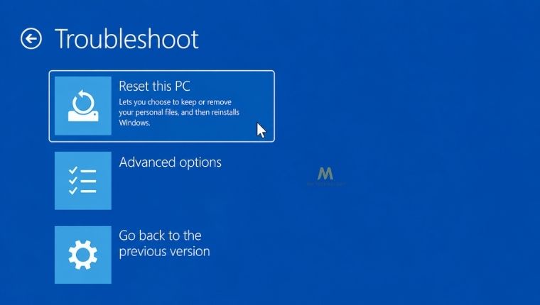 Reset Windows 11 từ màn hình Advanced Startup