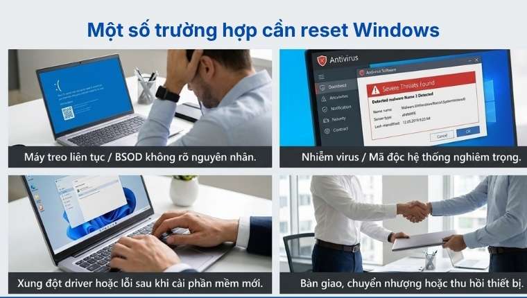 Một số trường hợp cần reset Windows