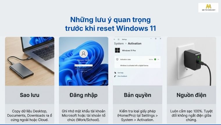 Những lưu ý quan trọng trước khi reset Windows 11