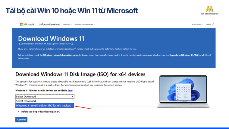 Tải bộ cài Win 10 hoặc Win 11 từ Microsoft