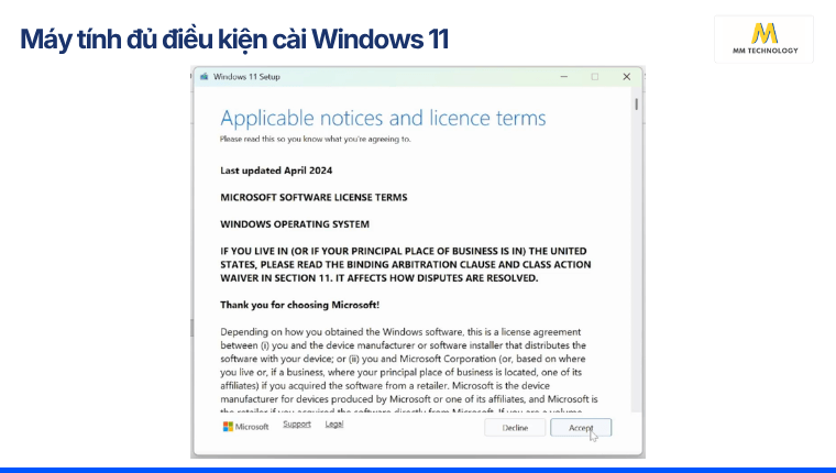 Máy tính đủ điều kiện cài Windows 11