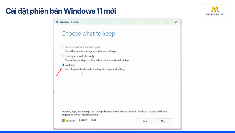 Cài đặt phiên bản Windows 11 mới không có tệp tin rác