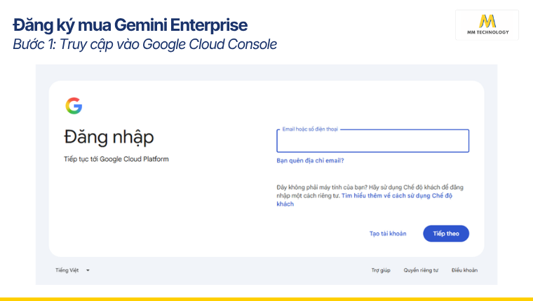 Bước 1 Đăng ký mua Gemini Enterprise
