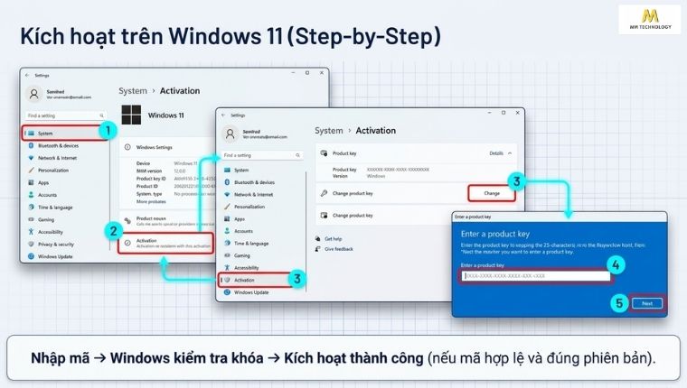 Nhập Product Key trong Windows 11