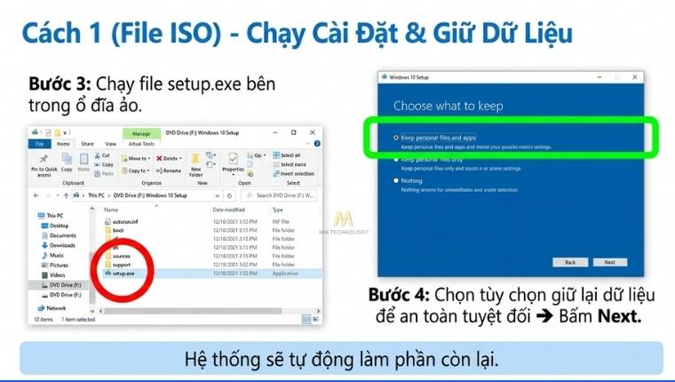 Tùy chọn giữ lại dữ liệu khi cài Win 10
