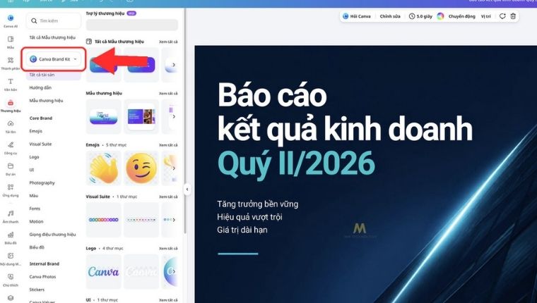 Cách áp dụng Brand Kit khi làm slide trên Canva