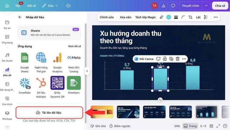 Nhập dữ liệu biểu đồ