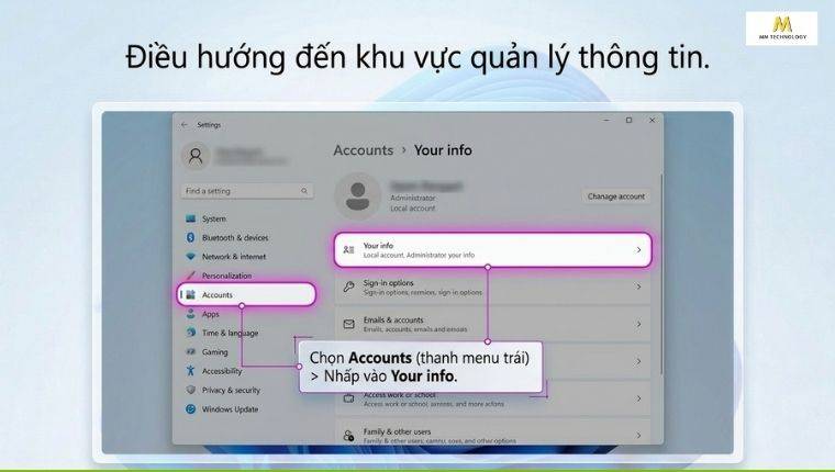 Điều hướng đến Your info