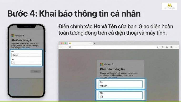 Nhập vào thông tin cá nhân