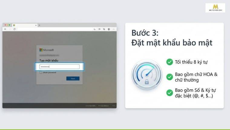 tạo mật khẩu khi đăng ký tài khoản Microsoft