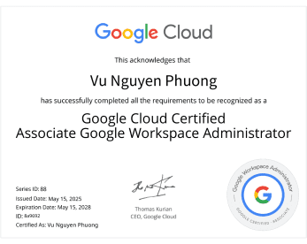 chứng nhận cơ bản Google workspace administrator
